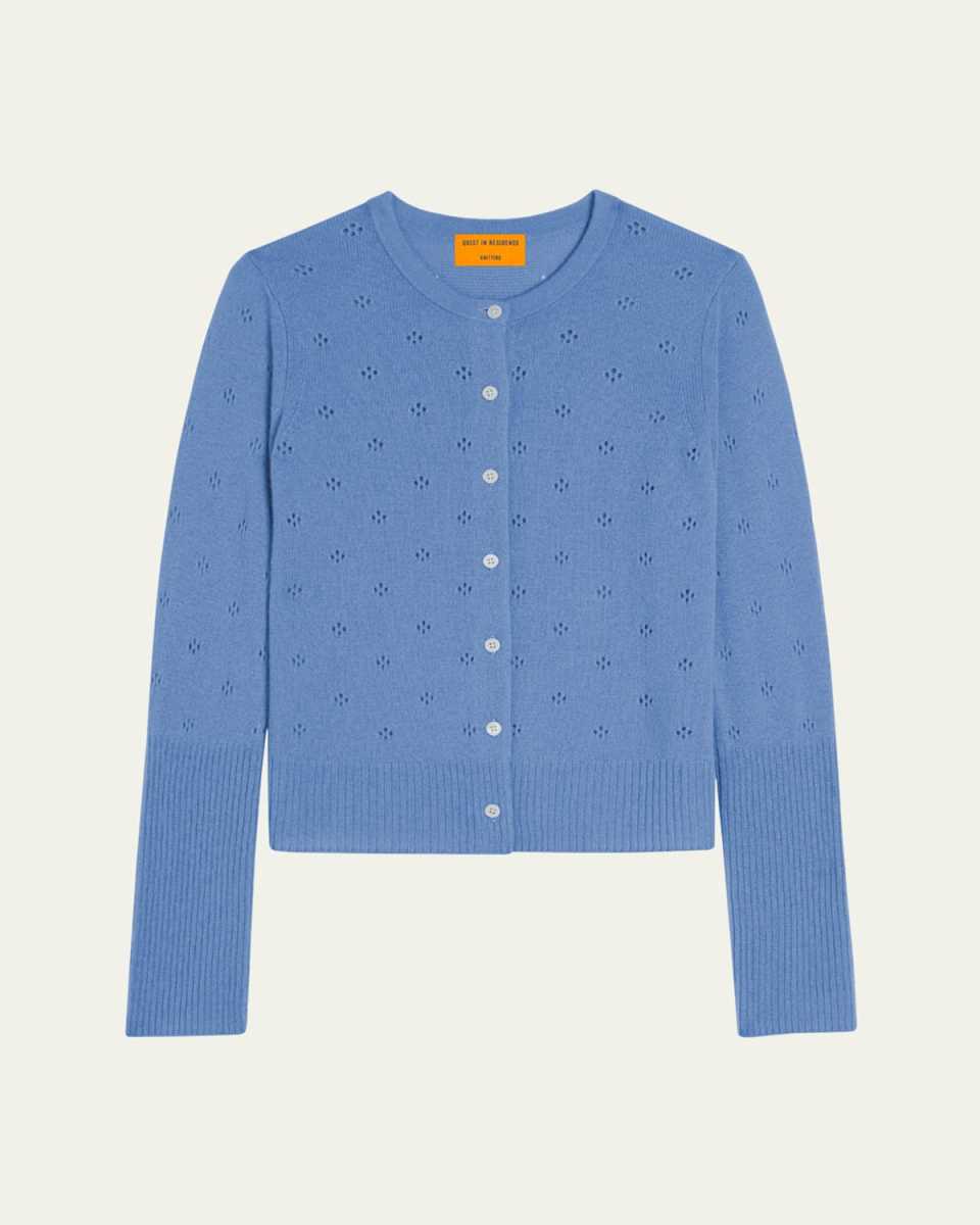 Jane Pointelle-Knit Cashmere Cardigan